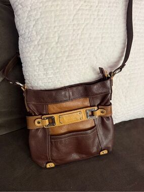 Tignanello Brown and Tan Leather Crossbody Bag - Stylish Everyday Carry